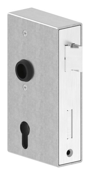 Boîtier de fermeture | Dimensions : 173x94,5x40 mm | Mandrin : 60 mm | Acier (brut) S235 JR