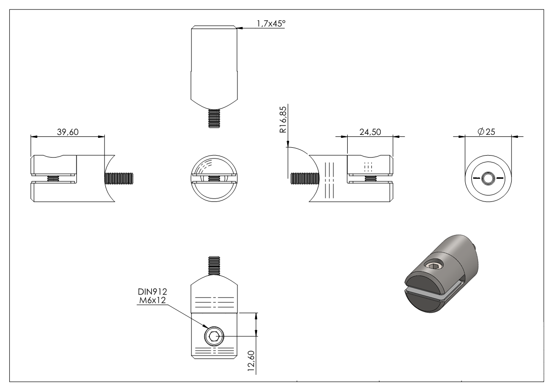 Blechhalter Ø 25 mm V2A fuer Anschluss Ø 33-7 mm-12-2101-A.4