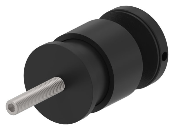 Glaspunkthalter 52mm- flach- verstellbar- V2A- pulverbeschichtet in RAL 9005 schwarz matt-88-1160195-240-V.9005