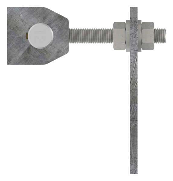 Charnière de porte M12 | réglable | patte à trous oblongs | acier (brut) S235JR