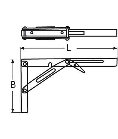 Support pour plateau de table | pliable | longueur : 305 mm | V2A