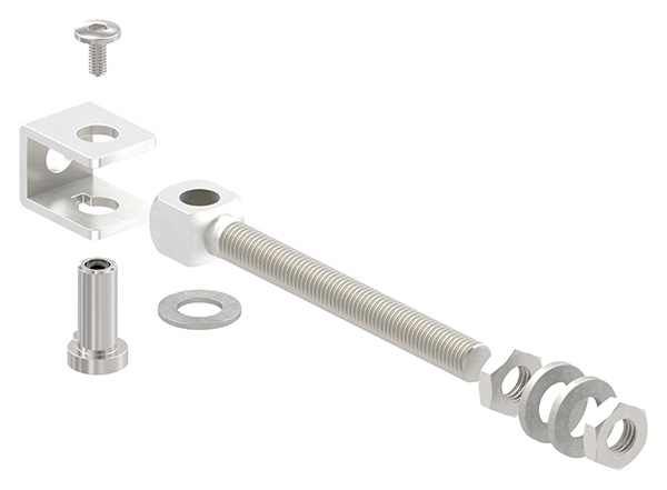 Charnière M12 avec filetage long V2A