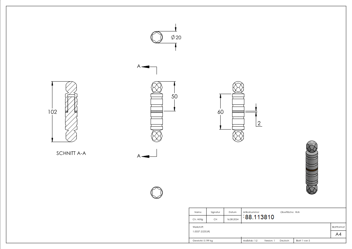 Charnière de porte 20mm