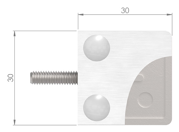 Pince en verre | Dimensions : 30x30x18 mm | Connexion : Plat - Ø 42.4 mm | V2A