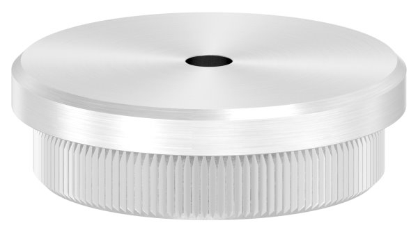 Bouchon plat V2A en matériau solide pour Ø 42,4x2,6 mm avec trou de drainage 5 mm