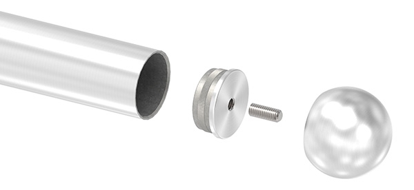 Boule d'extrémité creuse pour tube de 60,3mm, avec M8