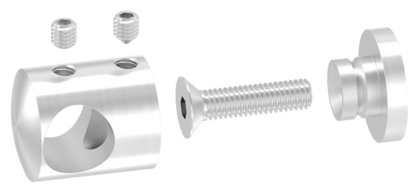 Support de barre transversale Ø 22 mm | raccord : plat | avec trou : 14,2 mm | V2A