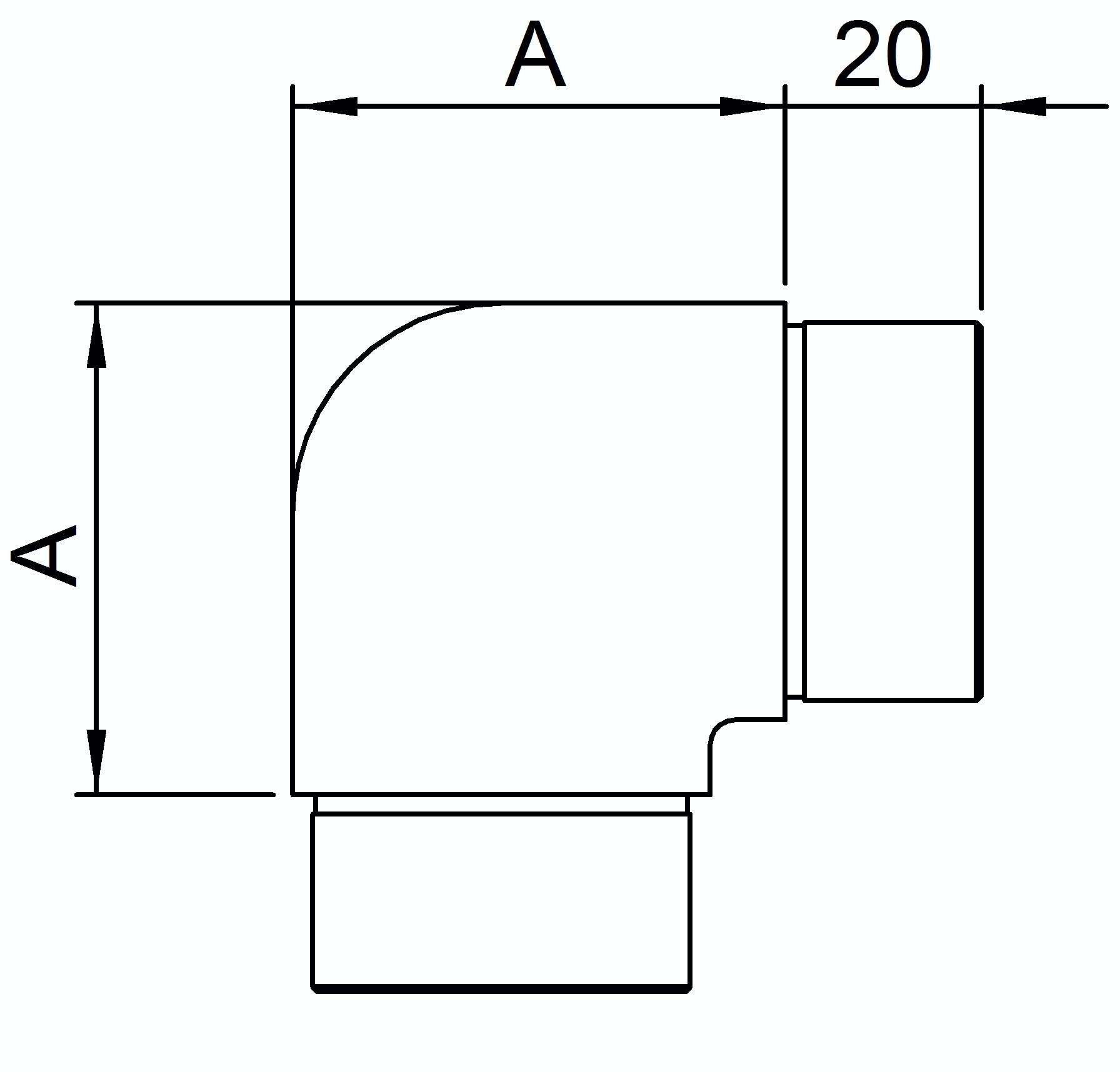 Coude 90° étroit, pour tube rond Ø 21.3x2.0 mm V4A