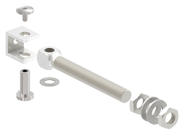 Charnière M20 avec filetage long V2A