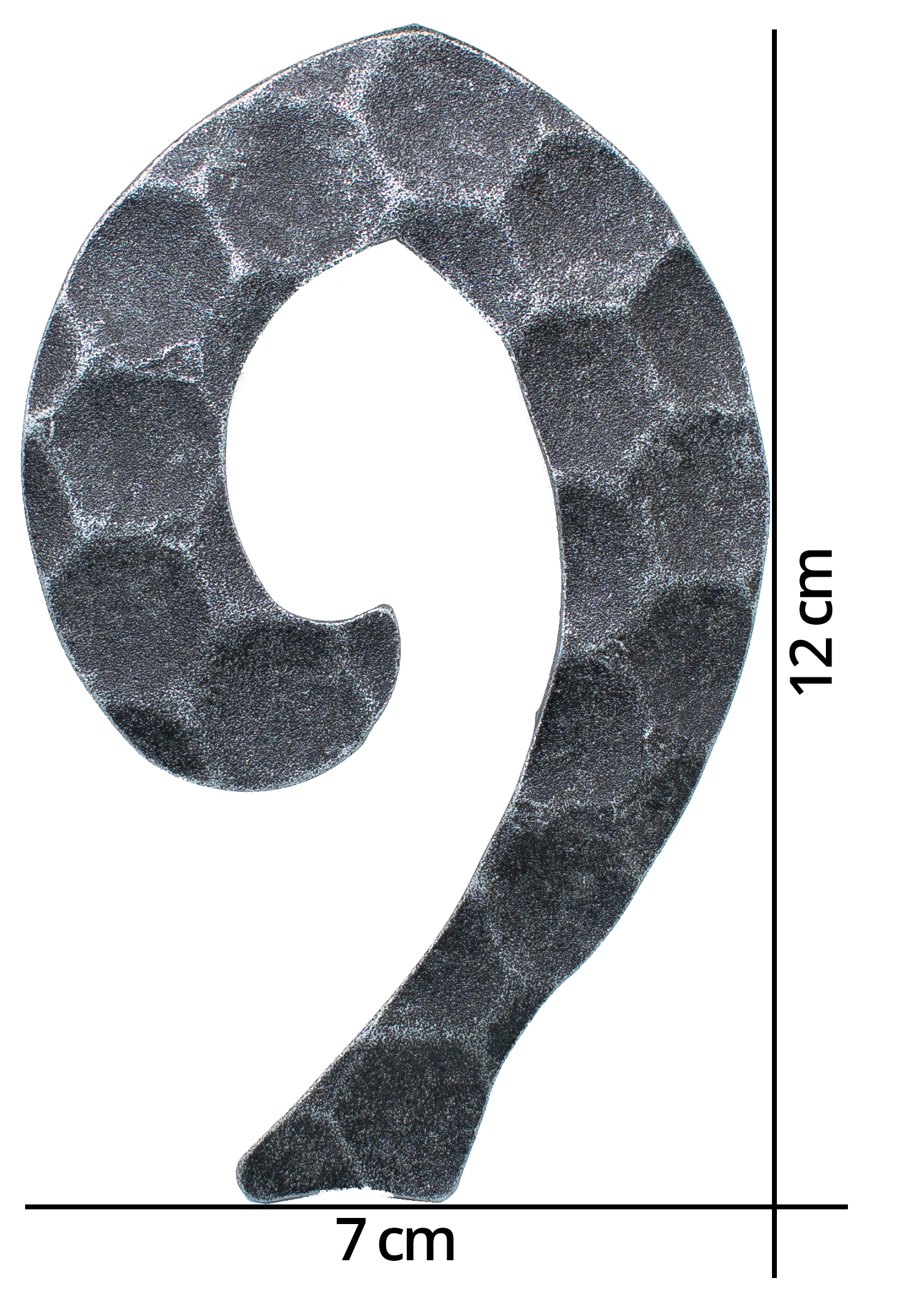 Numéro de maison 9 | dimension 12x8 cm | matériau 4 mm martelé | acier (brut) S235JR