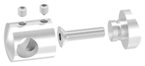 Support de barre transversale Ø 22 mm | connexion : 42,4 mm | avec trou : 12,2 mm | V2A