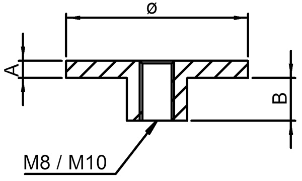 Plaque plate avec M10 pour tube Ø 42.4 mm V2A