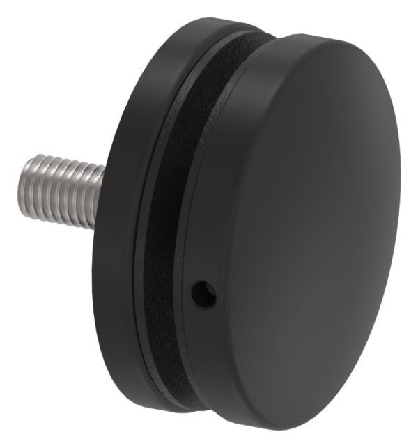 Glaspunkthalter 72mm- Anschluss- flach- V2A- pulverbeschichtet in RAL 9005 schwarz matt-88-1160197-240.9005