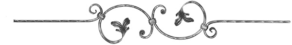 Barre décorative | longueur : 900 mm | matériau : 16x8 mm martelé | acier S235JR, brut