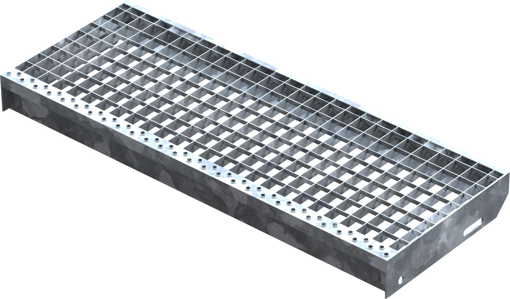 Marche en caillebotis Marche d'escalier | Dimensions : 800x305 mm 30/30 mm | S235JR (St37-2), galvanisé à chaud en bain complet