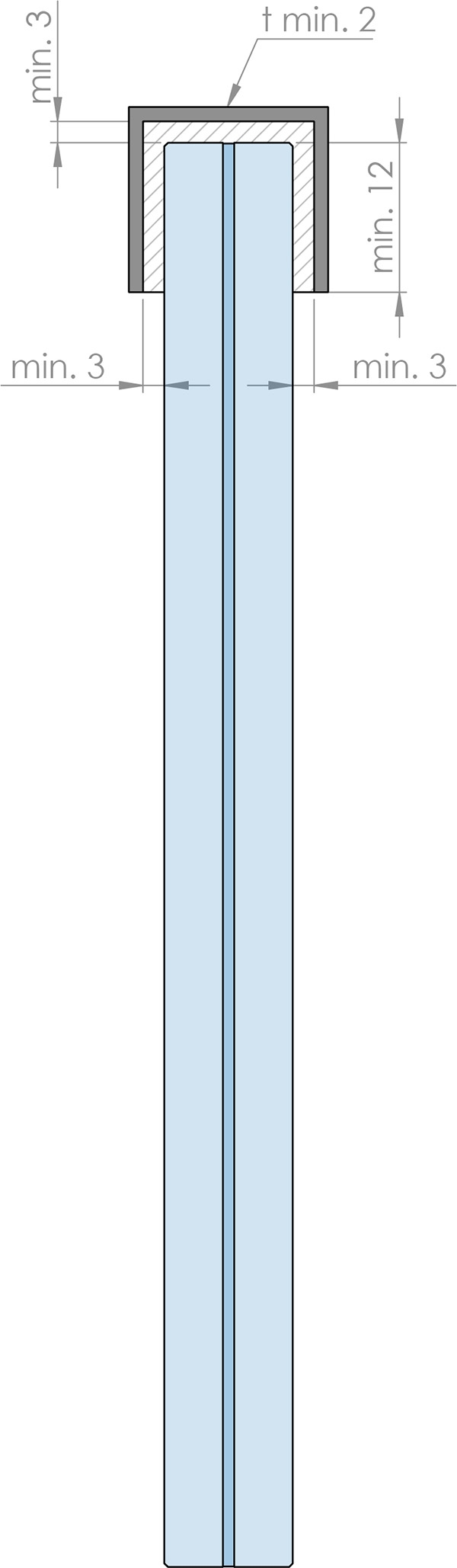 Protection des bords | Dimensions : 22x12x2 mm | Longueur : 3000 mm | Aluminium elox. E4/EV1