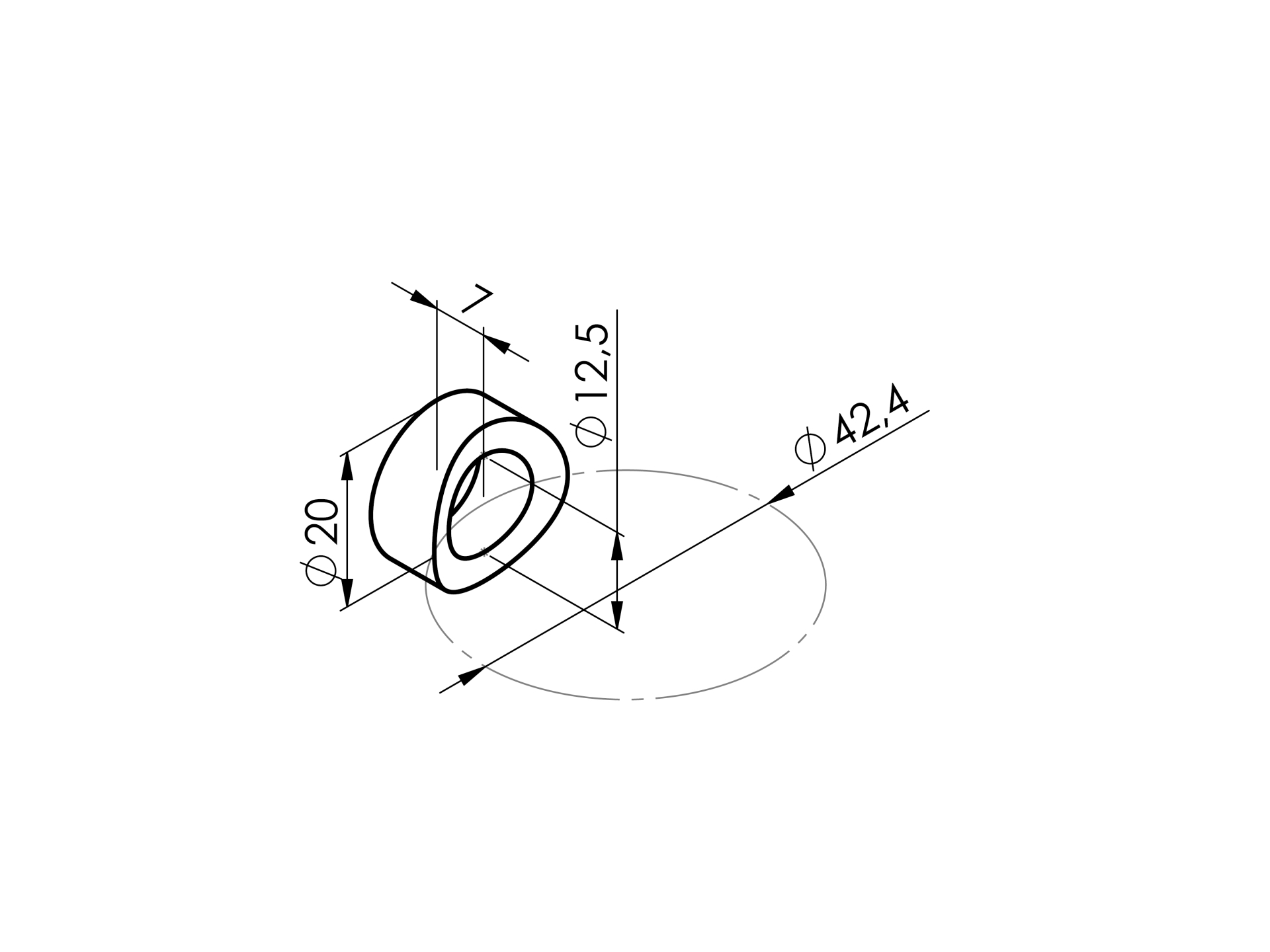 Cale | pour raccordement : Ø 42,4 mm alésage 12,5mm | Ø extérieur : 20 mm | V2A