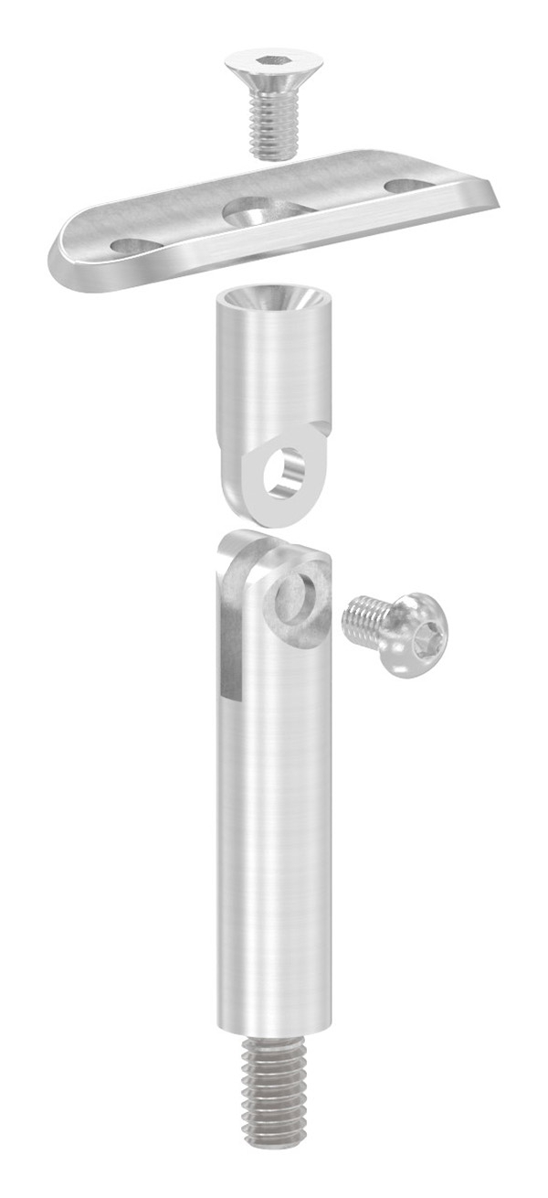 Goupille d'articulation avec plaque de retenue | Raccord : Ø 33,7 mm | V2A