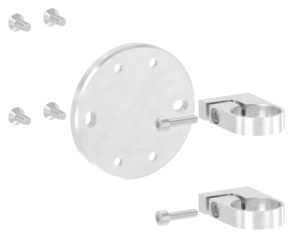 Fixation murale 120x10 mm pour le serrage d'un tube rond Ø 42,4 mm V2A