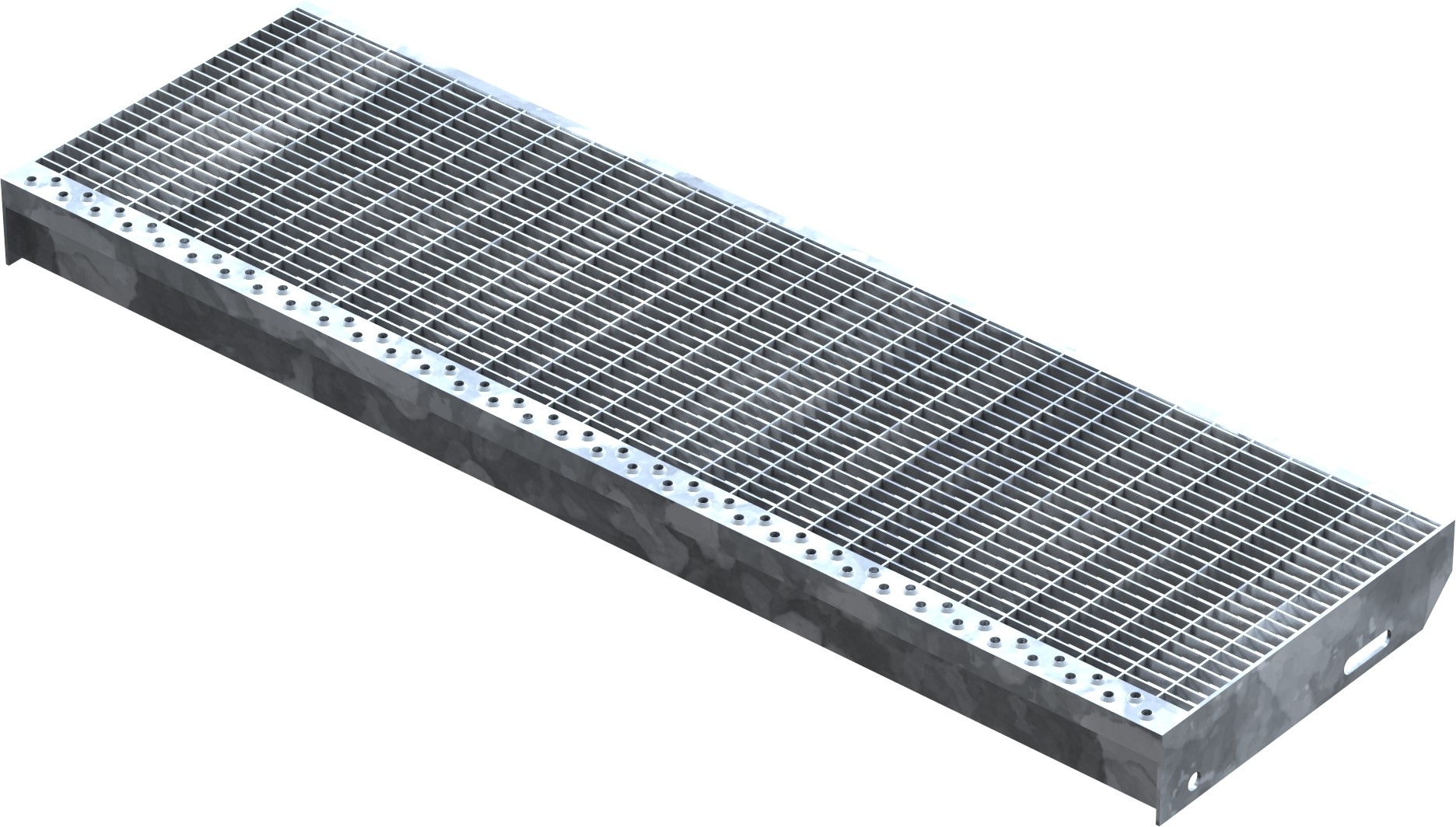 Marche en caillebotis Marche d'escalier | Dimensions : 1000x305 mm 30/10 mm | S235JR (St37-2), galvanisé à chaud en bain complet