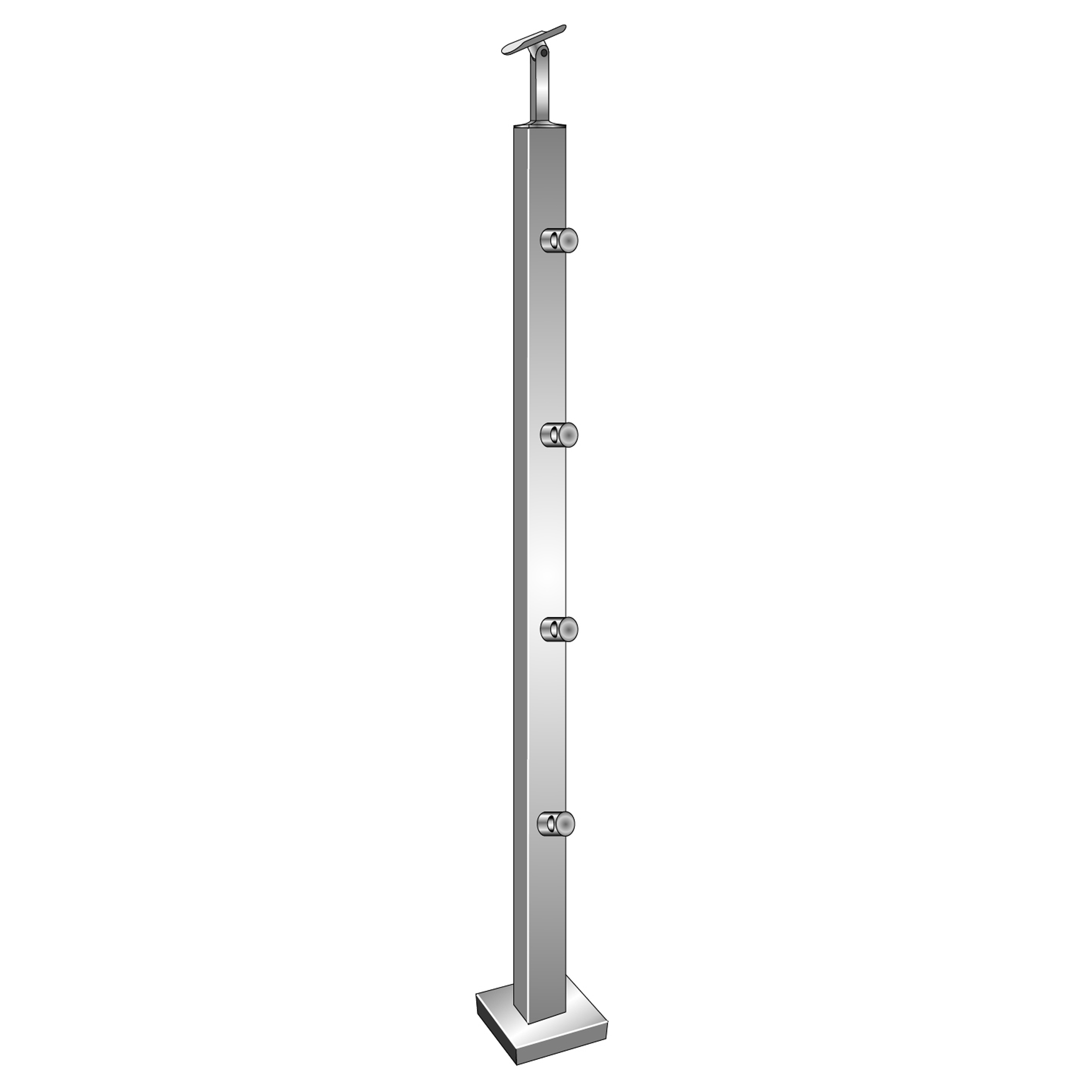 Poteau de balustrade | longueur : 900 mm | pour montage en surface | V2A