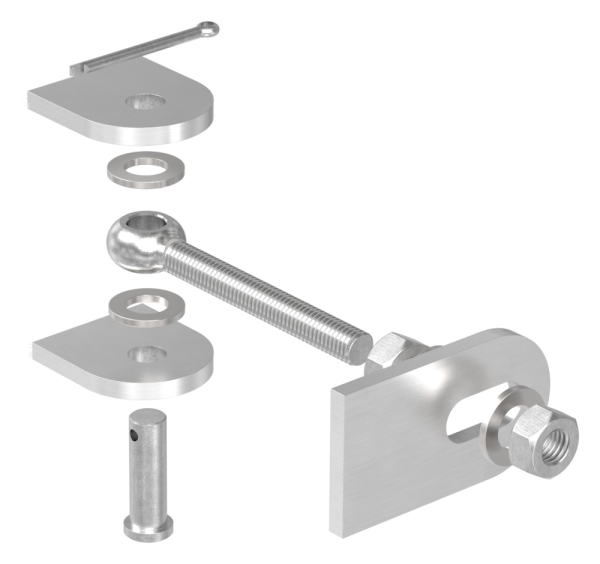 Charnière de portail réglable à 180°, filetage M12, V4A