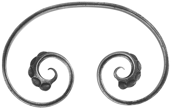 Vis baroque | Baroque lourd | Dimensions : 300x190 mm | Matériau : 16x8 mm, rainuré | Acier S235JR, brut