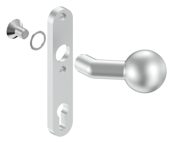 Bouton de porte en aluminium | avec boule Ø 55 mm | aluminium EV1