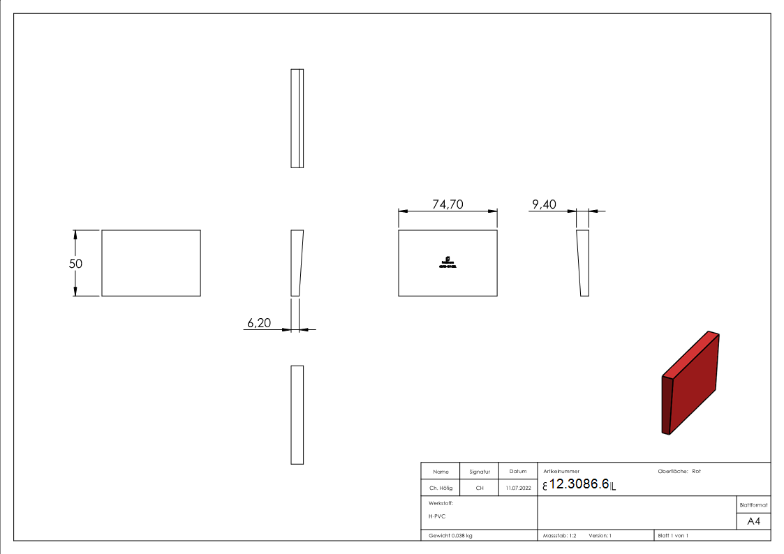 Cale | pour profilé aluminium | pour verre 12,76-13,52 mm