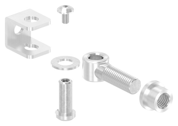 Charnière à portillon avec manchon fileté M14, V2A