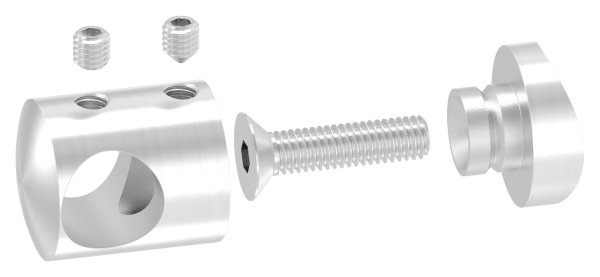 Support de barre transversale Ø 22 mm | raccord : 42,4 mm | avec trou : 14,2 mm | V2A