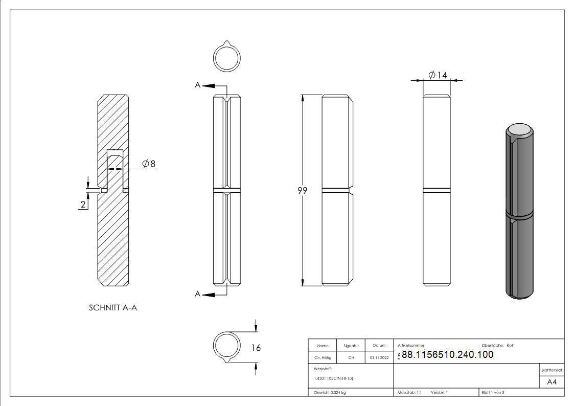 Bande à souder, longueur : 100mm, embout fixe, V2A