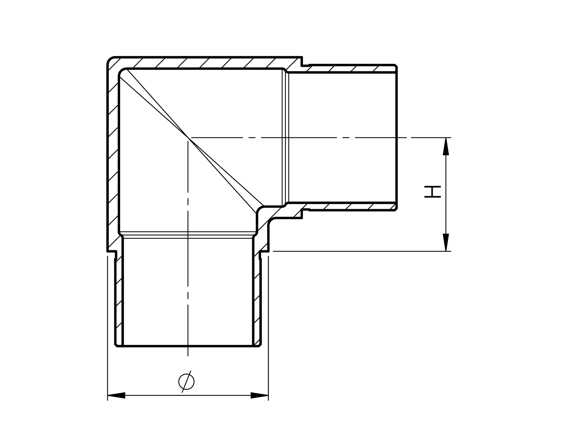 Coude d'angle 90°, pour tube rond Ø 33.7x2.0 mm V2A