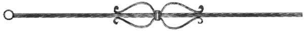 Barre décorative | longueur : 900 mm | matériau : 12x12 mm | martelé | acier (brut) S235JR