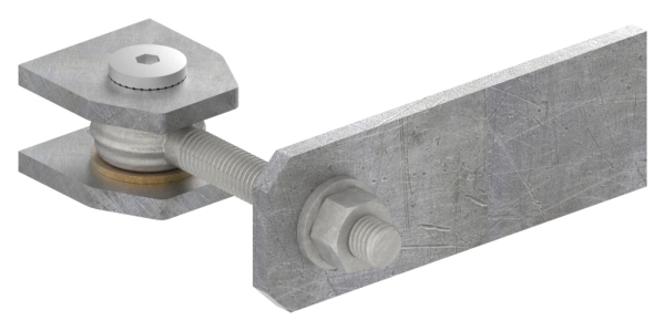 Charnière de porte M12 | réglable | patte à trous oblongs | acier (brut) S235JR