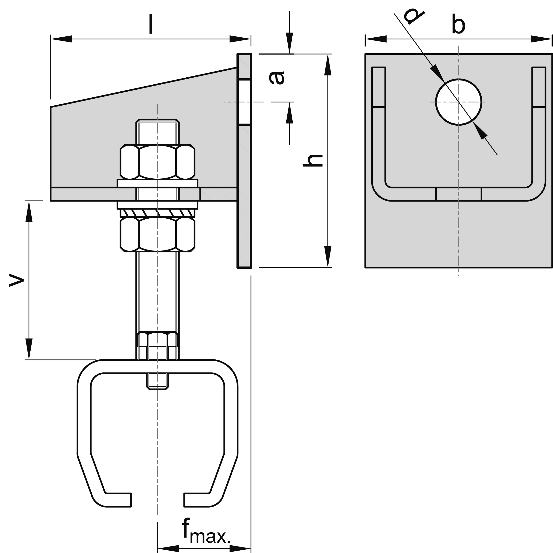 Support simple taille 2 pour rail, long