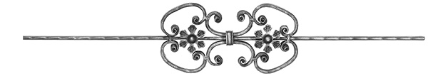Barre décorative | longueur : 900 mm | matériau : 16x8 mm martelé | acier S235JR, brut