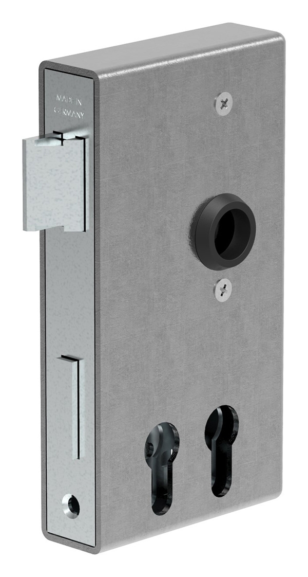 Boîtier de serrure | pour 2 cylindres profilés | dimensions : 30x94x172 mm | acier S235JR, brut