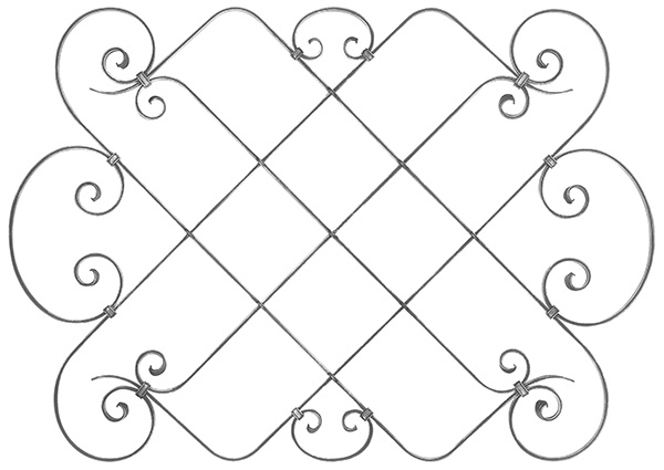 élément central | baroque lourd | dimensions : 900x1300 mm | matériau : 16x8 mm, rainuré | acier S235JR, brut